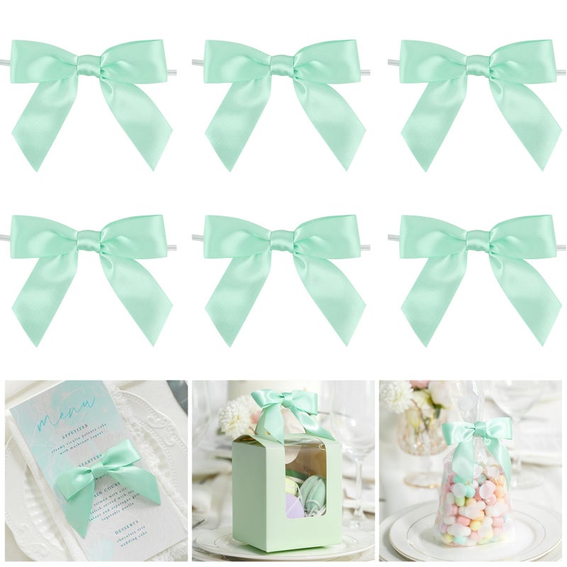 AIMUDI Black Satin Twist Tie Bows for Graduation Decorations - 3.5"" Premade Bows for Crafts  Treat Bags  Cake Pops & Wedding Favors - 50 Pack - Image 1